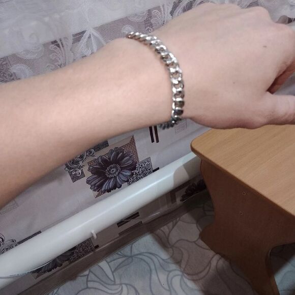 👍206👍 CUBAN STAINLESS STEEL CLASSIC UNISEX CHAIN BRACELET - Picture 4 of 13